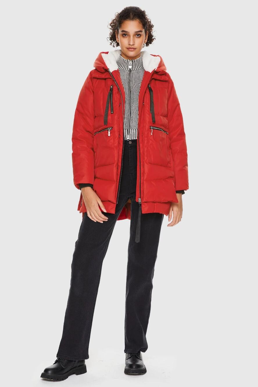 Orolay 092 Universe® Women's Thickened Down Jacket Hooded Red small